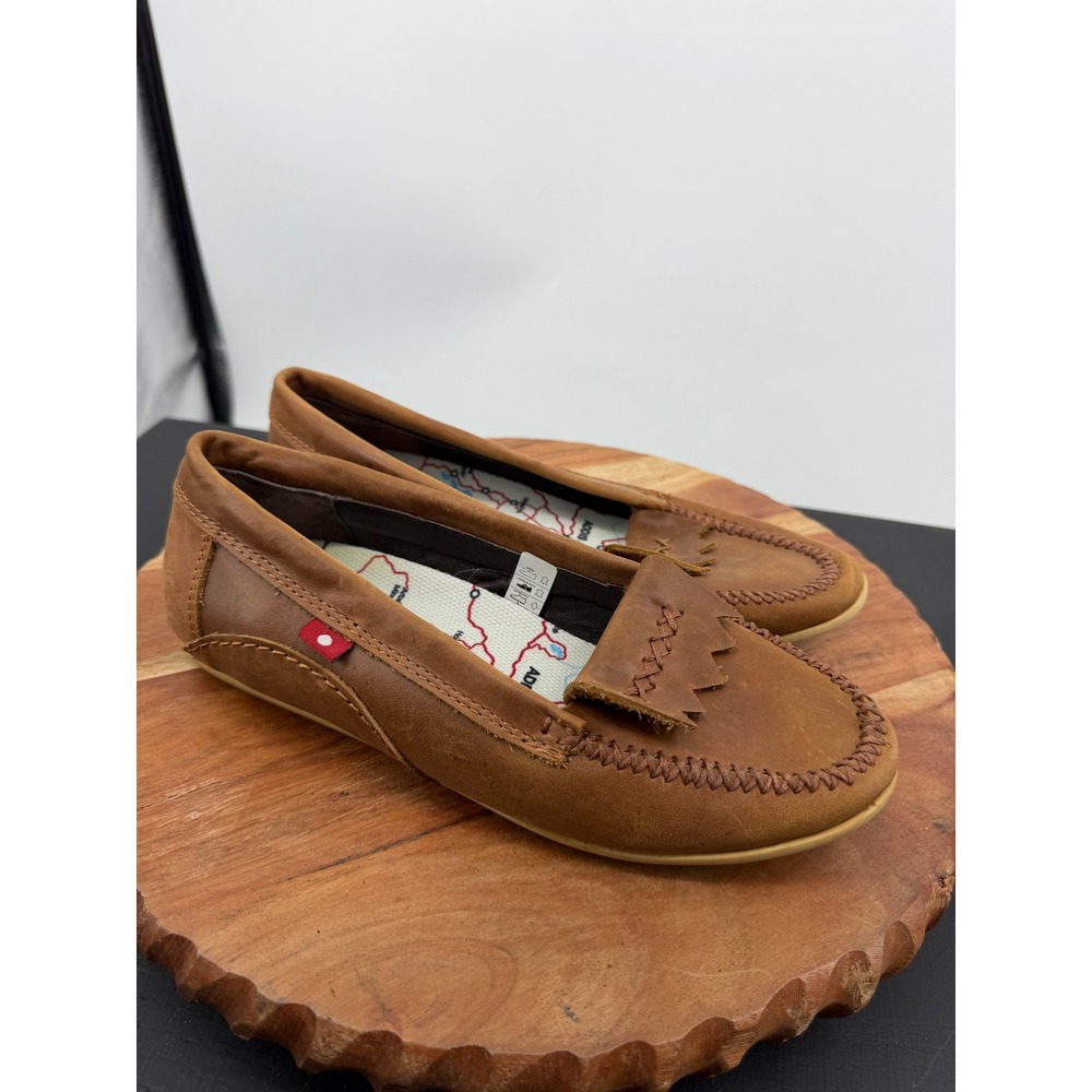 Oliberte Zabilo Loafer Flat Women Size 40 9 Brown Leather Moccasin Kiltie Fringe